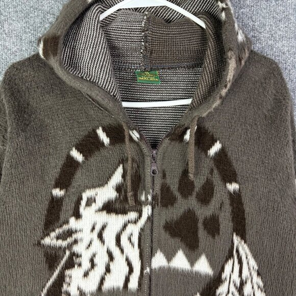 Tejidos Imalaya Full Zip Hooded Sweater Mens Sz Medium Wolf Dreamcatcher Print‎ - Picture 3 of 10